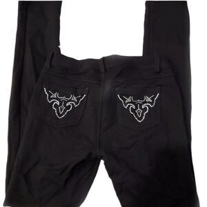 Poplooks premium black skinny pants with beaded pockets sz M
